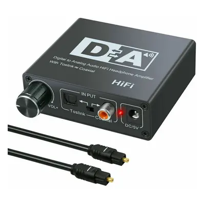 HIFI DAC Amp Digital To Analog Audio Converter Decoder 3.5mm AUX RCA Amplifier Adapter Toslink O