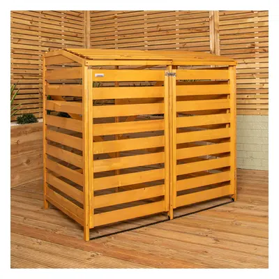 1.33m x 1.25m Large Wooden Outdoor Garden Double Wheelie Bin Store Storage for Bins