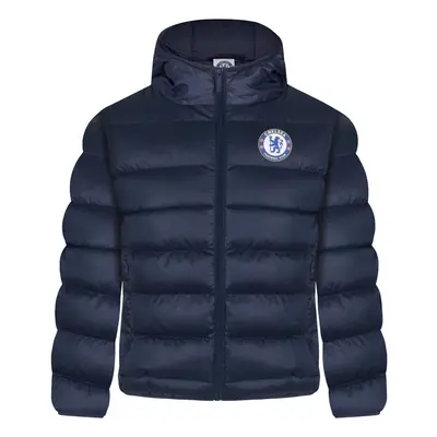 (Blue, Years) Chelsea FC Boys Jacket Hooded Winter Quilted Kids OFFICIAL Football Gift