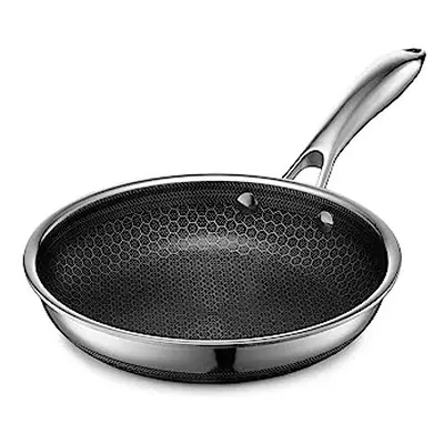 HexClad cm Frying Pan with Stay-Cool Handle, Hybrid Stainless Steel PFOA-Free Non-Stick Surface,