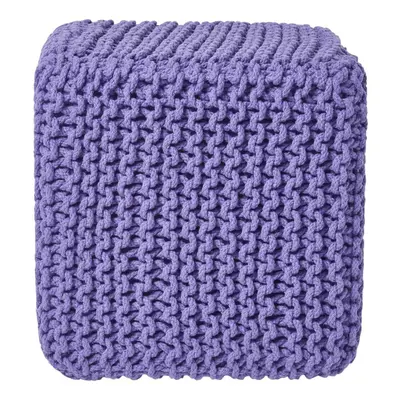 (Purple) Knitted Cotton Cube Footstool x x cm