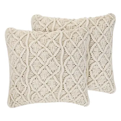 Set of Cushions Geometric Pattern GOREME Cotton x cm Light Beige