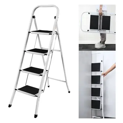 (4 Steps) Step Ladder Foldable Stepladder with Anti-Slip Feet for Kitchen Home Office Metal Stee