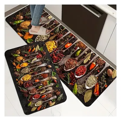 (160*200cm) 1pcs Spices And Cutlery Soft Kitchen Rug Anti-fatigue Kitchen Rug Waterproof Non-sli