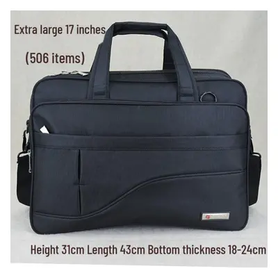 (black, Large size, inches, 506) Men&apos;s Canvas Business Briefcase with Large Capacity for La