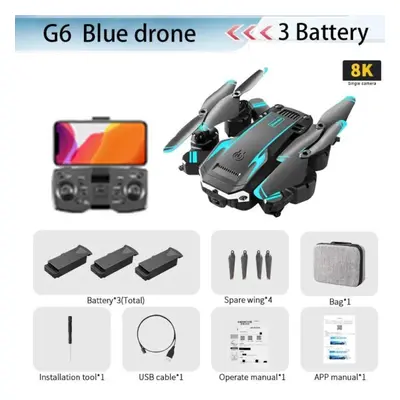 (blue, 8K camera-3 B) S6 New Professional Foldable Quadcopter Aerial Drone Hd Camera Rc Helicopt