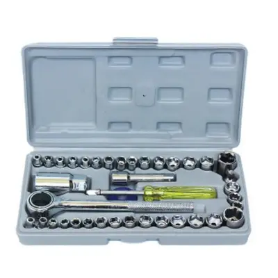 (silver, 40pc) Sets Of Auto Repair Tools Auto Motorcycle Sleeve Combination Tool Set