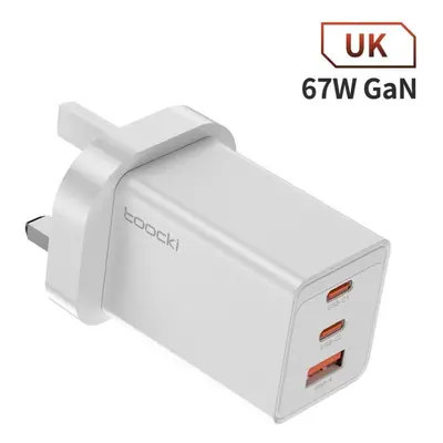 (white, UK plug) Toocki 65w Gan Usb C Charger 67w Quick Charge 4.0 3.0 Qc4.0 Qc Pd 3.0 Usb-c Typ