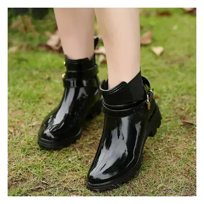 (black, 41) Women Fashion Rain Boots Pointed Toe Female Boots Rubber Shoes Ladies Rain Boots Cas