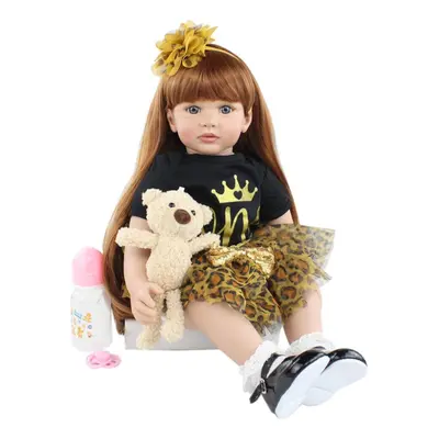 (brown, Brown eyes, 60cm doll) Bzdoll 60cm Silicone Reborn Baby Doll Toy For Girl Inch Vinyl Pri