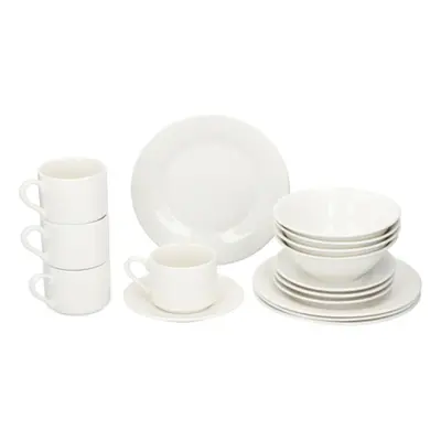 16PCS Porcelain White Breakfast Set Dinner Sets Crockery Set for