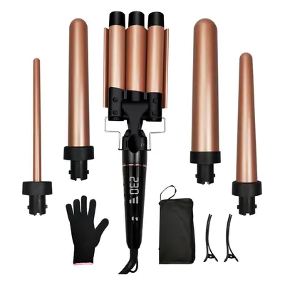 (5 in - 80Â°C-230Â°C) Hair Iron Set from mm Curling Wand to 25mm Waver Curling Wand for Long Hai