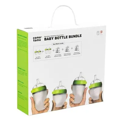 Comotomo Baby Feeding Bottles With Replacement Silicone Nipples-Green