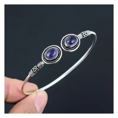 Amethyst Gemstone Bangles Sterling Silver Bangle Jewelry Gift For Unisex Lg-149