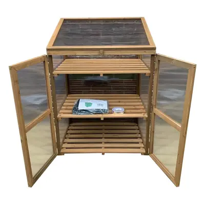 Wooden Framed Polycarbonate Growhouse with Waterproof Cover and 25m Repair Tape