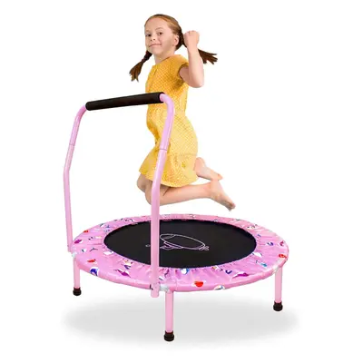 (Purple) 38" Trampoline for Kids Mini Trampoline with Adjustable Foam Handle and Safety Padded