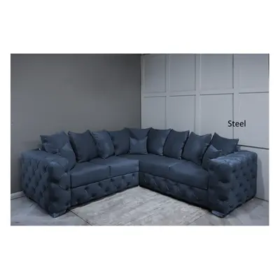 (Steel Velvet, Seater Corner Sofa) Snooze Velvet Ashton Scatter Back and Seater Sofa Sets, Corne