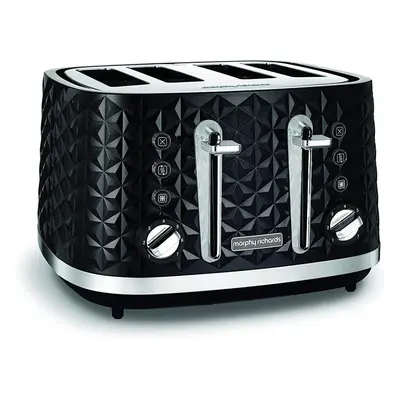 (Black) Vector 4-slice toaster, high-gloss geometric design, defrost and reheat, variable width 