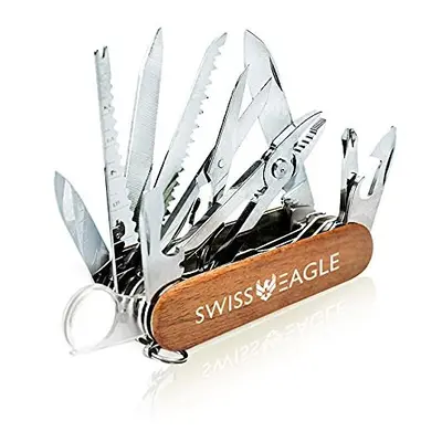 Swiss Eagle Swiss Knife Multi-Tool Pocket Knife (Brown)