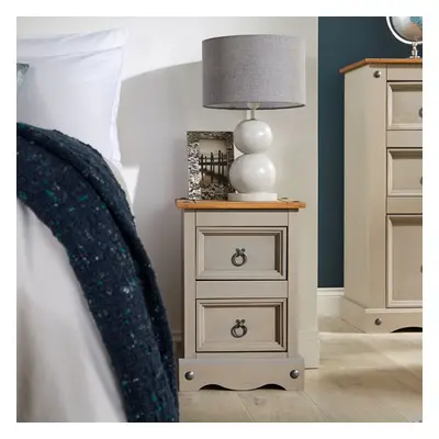 Corona Pine Grey Bedside Cabinet Drawer Bedroom Drawers Side Table Nightstand