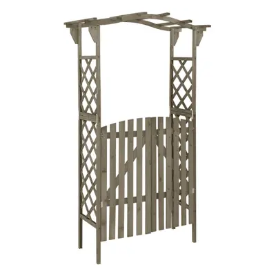 vidaXL Solid Firwood Pergola with Gate 116x40x204 cm Grey Garden Arch Gate