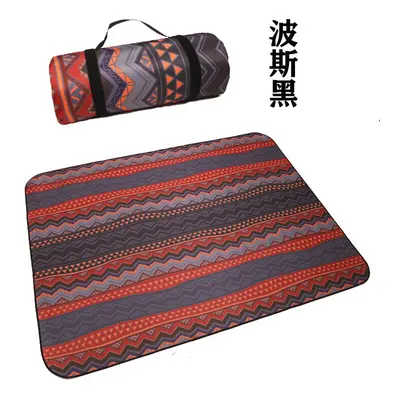 (Black, 200x200cm) 2Mx2M Outdoor Ethnic Camping Mat Thickened Outdoor Picnic Mat Picnic Cloth Fl