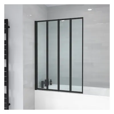 Nes Home x mm Fold Door Bath Shower Screen Black Frame