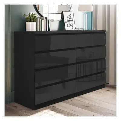 ((8 Drawers Chest Black)) Chest Of Drawers Bedroom Furniture Storage Bedside to Drawers