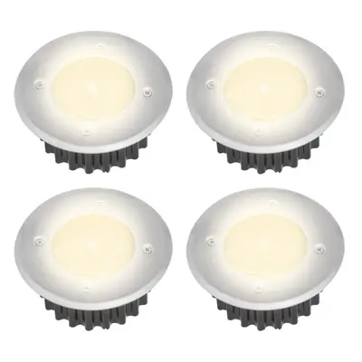 (4pcs, Warm White) Solar-Powered Stainless Steel LED Deck Lights