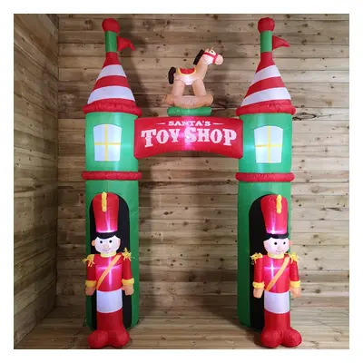 Premier Christmas 3M Toy Shop Inflatable Arch with Nutcracker Soldier Guards