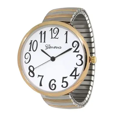 Geneva Super Large Stretch Watch Clear Number Easy Read (Two Tone)