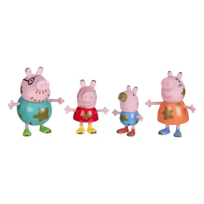 Peppa Pig Muddy Puddles Family 4-Figure Pack - Includes Peppa George Mummy & Daddy Pig - Toy Gif