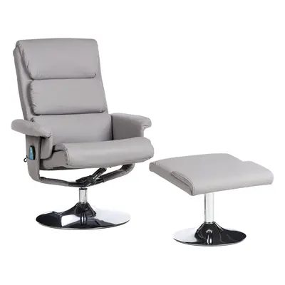 Recliner Chair LEGEND with Footstool Faux Leather Grey