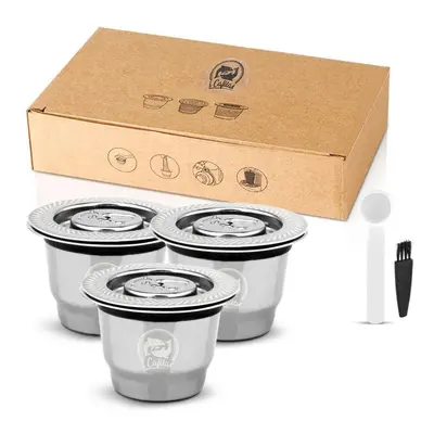 (silver, Capsule) [i Cafilas][nesc03] Reusable Coffee Capsule Filter Stainless Steel Crema Maker