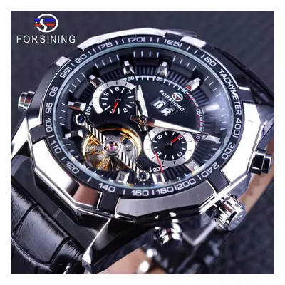 (white, 205mm*24mm*46mm) Forsining Men Mechanical Automatic Tourbillon Sports Wristwatches Steel