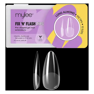 Fix N Flash Soft Gel Tips - Long Almond - PCS, Full Cover Soft Gel Nail Tips, Nail Art Gel Nail 