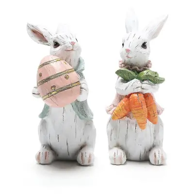 Easter Bunny Couple Decorations, 2pcs Spring Easter Rabbit Figurines, Spring Tabletopper Decorat