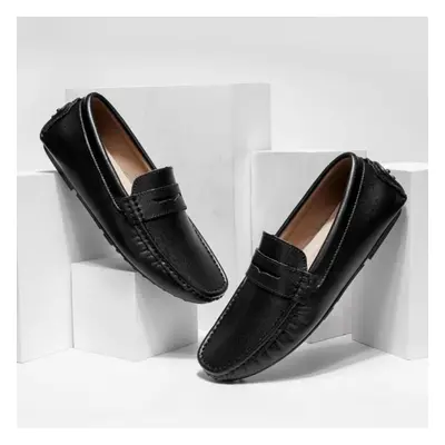 (black, 43) Men&apos;s Penny Loafers Moccasin Driving Shoes Slip On Flats Boat Shoes