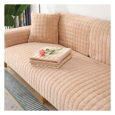 (yellow, 110x240cm) Solid Color Non-slip Sofa Cover Thickened Soft Plush Sofa Cushion Towel For 