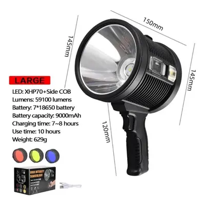 (P70 Large) High Power Brightness Flashlight Outdoor Camping Waterproof Lights With Side Light M