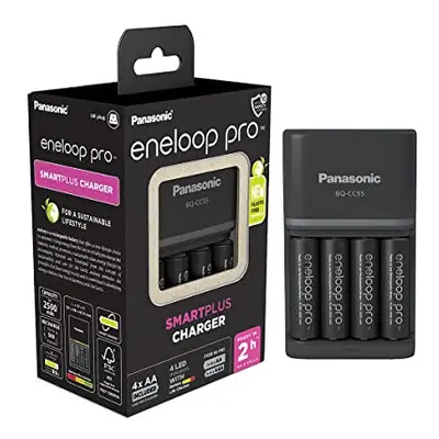 Panasonic eneloop SmartPlus charger | for AA/AAA Ni-MH batteries, with LED indicators & safety f