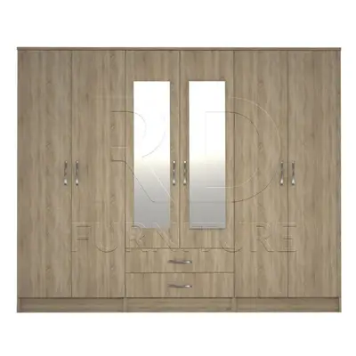 Ready assembled Classic Door Mirrored Wardrobe Oak