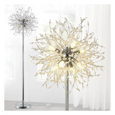 (Chrome) Modern Crystal Firework Floor Lamp, Chrome Floor Lamp with Foot Switch, Lights, 170cm, 