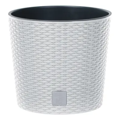 (White, 400mm x2) Plastic Rattan Effect Flower Garden Flower Pot