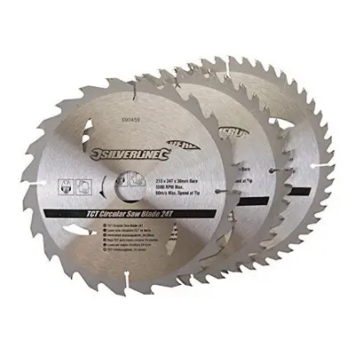 Silverline Tct Circular Saw Blades 24, 40, 48t 3pk x - 25, 16mm Rings - saw circular tct blades 