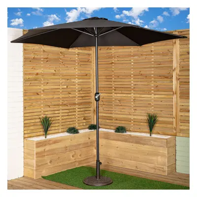 2.7m Havana Garden Patio Parasol with Crank Handle and Cover in Black