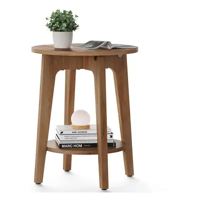 VASAGLE Side Table Small Round End Table with Lower Shelf Nightstand for Small Spaces Living Roo