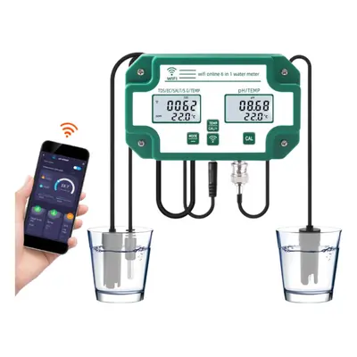 Digital WiFi PH EC TDS SALT SG.Temp Meter Water Quality Tester 6-in-1 Multifunction Smart Monit