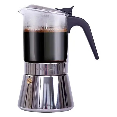 Stovetop espresso pot Glass and stainless steel moka pot coffee maker ml - Italian coffee makers