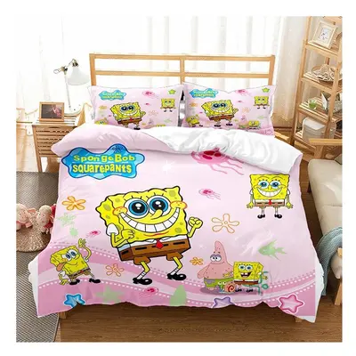 (05, Double-200*200cm) SpongeBob SquarePants Bedding Single Double Duvet Cover Pillow Cases Set